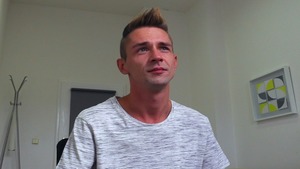 Skinny and bushy chap receives drilled sideways on cam