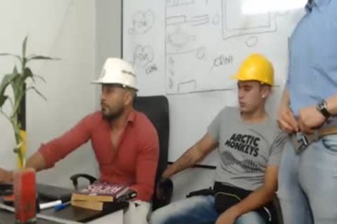 3 Workers poke And jack off Each Other