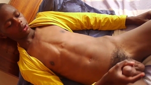 80 Gays: Stiff black cock John stroking