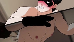 Juice Anime: Young muscle hunk rough moaning